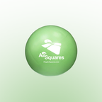 Green ball with 'AirSquares' logo on a light green background